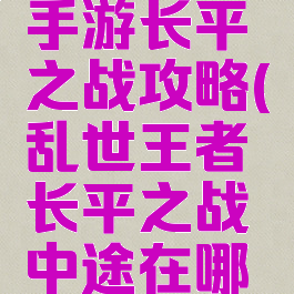 乱世王者手游长平之战攻略(乱世王者长平之战中途在哪退出)
