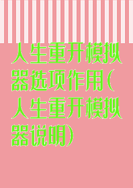 人生重开模拟器选项作用(人生重开模拟器说明)