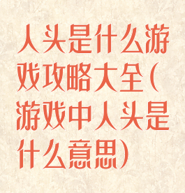人头是什么游戏攻略大全(游戏中人头是什么意思)