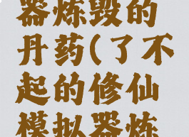 了不起的修仙模拟器炼毁的丹药(了不起的修仙模拟器炼毁的丹药怎么治疗)