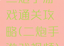 二炮手游戏通关攻略(二炮手游戏视频)