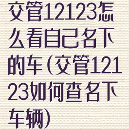 交管12123怎么看自己名下的车(交管12123如何查名下车辆)
