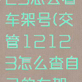 交管12123怎么看车架号(交管12123怎么查自己的车架号)