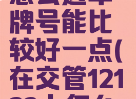 交管12123怎么选车牌号能比较好一点(在交管12123上怎么选车牌号)