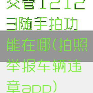 交管12123随手拍功能在哪(拍照举报车辆违章app)