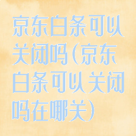 京东白条可以关闭吗(京东白条可以关闭吗在哪关)