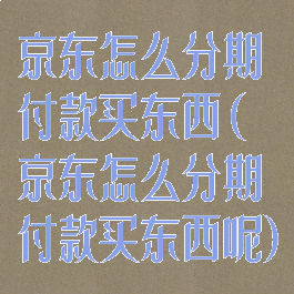 京东怎么分期付款买东西(京东怎么分期付款买东西呢)