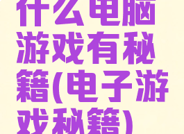 什么电脑游戏有秘籍(电子游戏秘籍)