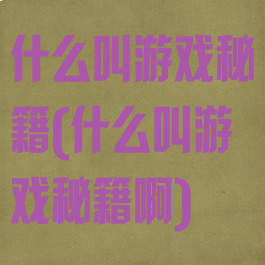 什么叫游戏秘籍(什么叫游戏秘籍啊)