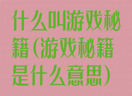 什么叫游戏秘籍(游戏秘籍是什么意思)