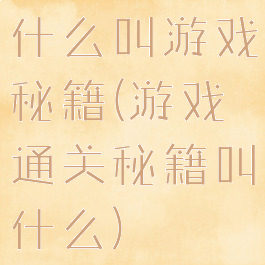 什么叫游戏秘籍(游戏通关秘籍叫什么)