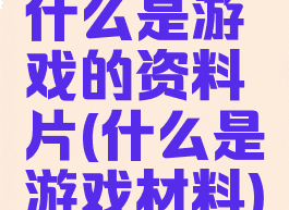 什么是游戏的资料片(什么是游戏材料)
