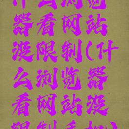 什么浏览器看网站没限制(什么浏览器看网站没限制手机)