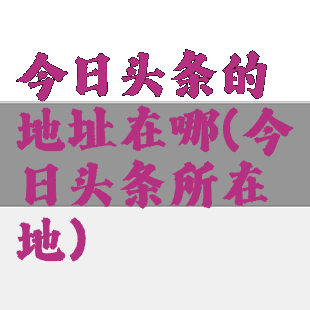 今日头条的地址在哪(今日头条所在地)