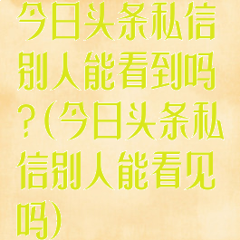 今日头条私信别人能看到吗?(今日头条私信别人能看见吗)