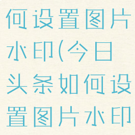 今日头条如何设置图片水印(今日头条如何设置图片水印时间)