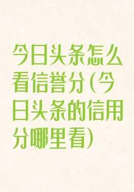 今日头条怎么看信誉分(今日头条的信用分哪里看)