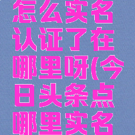 今日头条怎么实名认证了在哪里呀(今日头条点哪里实名认证啊)