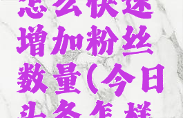 今日头条怎么快速增加粉丝数量(今日头条怎样快速增粉)