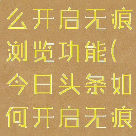 今日头条怎么开启无痕浏览功能(今日头条如何开启无痕浏览)