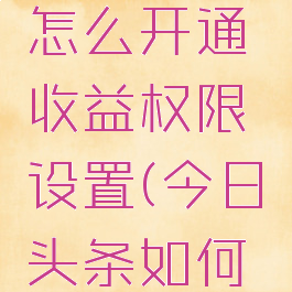 今日头条怎么开通收益权限设置(今日头条如何开通收益)