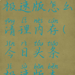 今日头条极速版怎么清理内存(今日头条极速版本地内容)