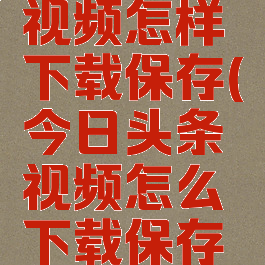 今日头条视频怎样下载保存(今日头条视频怎么下载保存手机)