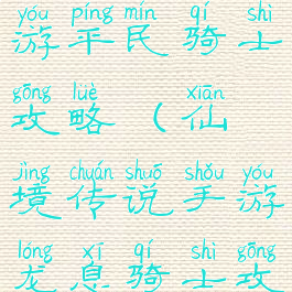 仙境传说手游平民骑士攻略(仙境传说手游龙息骑士攻略)