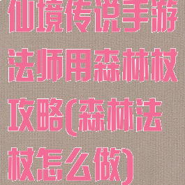 仙境传说手游法师用森林杖攻略(森林法杖怎么做)