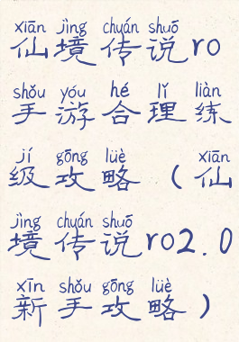 仙境传说ro手游合理练级攻略(仙境传说ro2.0新手攻略)