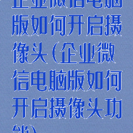 企业微信电脑版如何开启摄像头(企业微信电脑版如何开启摄像头功能)