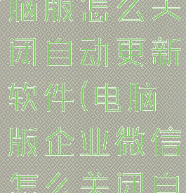 企业微信电脑版怎么关闭自动更新软件(电脑版企业微信怎么关闭自启动)