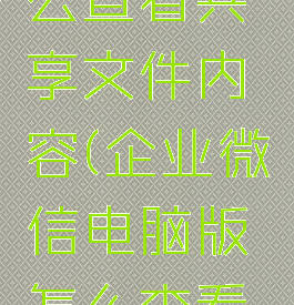 企业微信电脑版怎么查看共享文件内容(企业微信电脑版怎么查看共享文件内容记录)