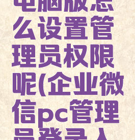 企业微信电脑版怎么设置管理员权限呢(企业微信pc管理员登录入口)