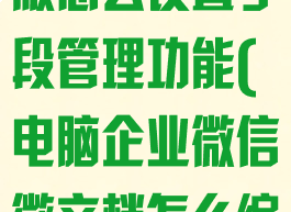 企业微信电脑版怎么设置字段管理功能(电脑企业微信微文档怎么编辑)