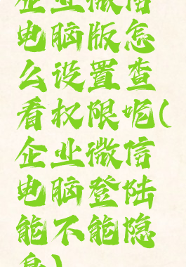 企业微信电脑版怎么设置查看权限呢(企业微信电脑登陆能不能隐身)