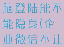 企业微信电脑登陆能不能隐身(企业微信不让电脑登录)