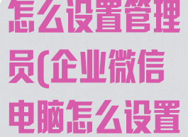 企业微信电脑怎么设置管理员(企业微信电脑怎么设置管理员登录)