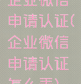 企业微信申请认证(企业微信申请认证怎么弄)
