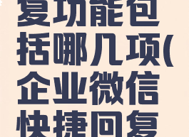 企业微信的快捷回复功能包括哪几项(企业微信快捷回复手机端怎么使用)