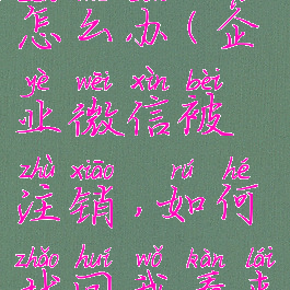 企业微信不小心注销了怎么办(企业微信被注销,如何找回我看来聊天记录?)
