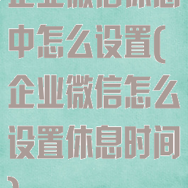 企业微信休息中怎么设置(企业微信怎么设置休息时间)