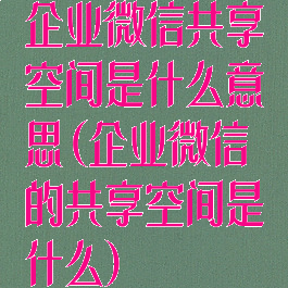 企业微信共享空间是什么意思(企业微信的共享空间是什么)