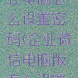 企业微信在电脑怎么设置密码(企业微信电脑版怎么设置密码)