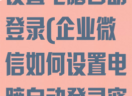 企业微信如何设置电脑自动登录(企业微信如何设置电脑自动登录密码)