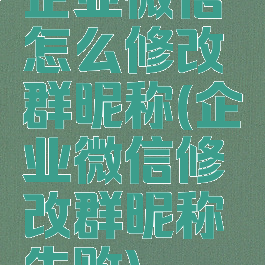 企业微信怎么修改群昵称(企业微信修改群昵称失败)