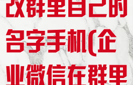 企业微信怎么改群里自己的名字手机(企业微信在群里怎么改名字)