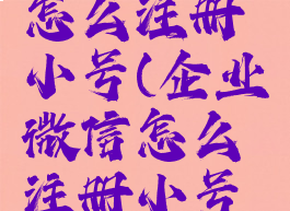 企业微信怎么注册小号(企业微信怎么注册小号和大号)