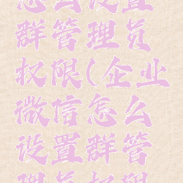 企业微信怎么设置群管理员权限(企业微信怎么设置群管理员权限功能)