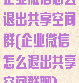 企业微信怎么退出共享空间群(企业微信怎么退出共享空间群聊)